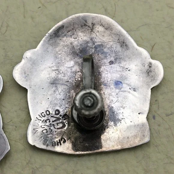 Rare Mexico VGV Modernist Sterling Silver Screw Back Earrings 925 - Picture 6 of 7